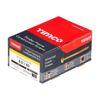 TIMCO Solo Advanced Hex Head Gold Coach Woodscrews - 6.0 x 80