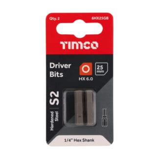TIMCO Hex Driver Bit S2 Grey - 6.0 x 25