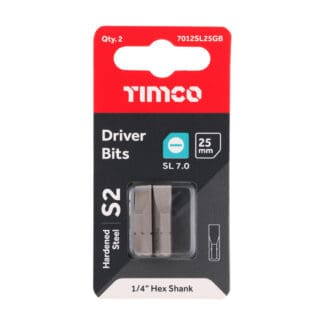 TIMCO Slotted Driver Bit S2 Grey - 7.0 x 1.2 x 25