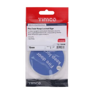Timco Fire Door Keep Locked Sign Satin Anodised Aluminium  - 76mm