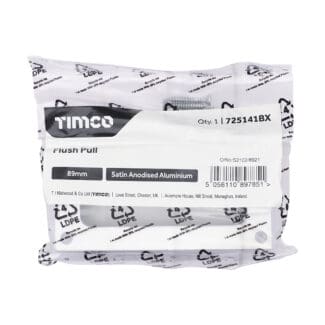 Timco Flush Pull Satin Anodised Aluminium  - 89mm