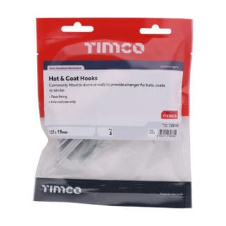 Timco Hat & Coat Hooks Satin Anodised Aluminium  - 125 x 19