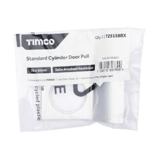 Timco Standard Cylinder Door Pull Satin Anodised Aluminium  - 70 x 42