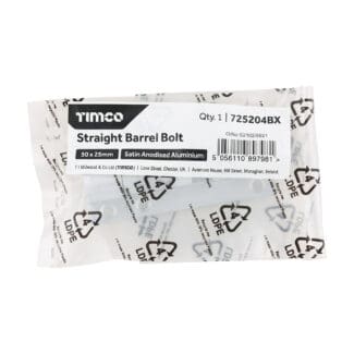 Timco Straight Barrel Bolt Satin Anodised Aluminium  - 50 x 25