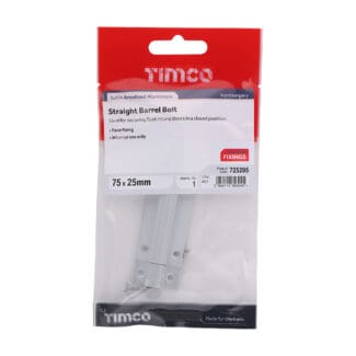 Timco Straight Barrel Bolt Satin Aluminium  - 75 x 25