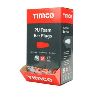 TIMCO Disposable PU Ear Plugs 200 Pairs - One Size