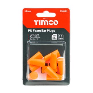 TIMCO Disposable PU Ear Plugs 5 Pairs - One Size