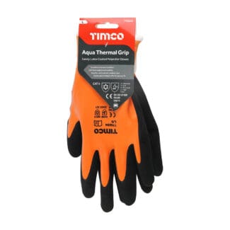 Timco Aqua Thermal Grip Glove Sandy Latex Coated Polyester  - Large