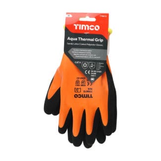 Timco Aqua Thermal Grip Glove Sandy Latex Coated Polyester  - Medium