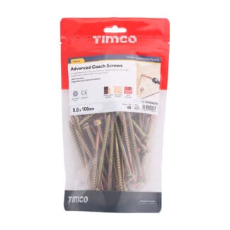 Timco Advanced Coach Screws Hex Flange Yellow  - 8.0 x 100
