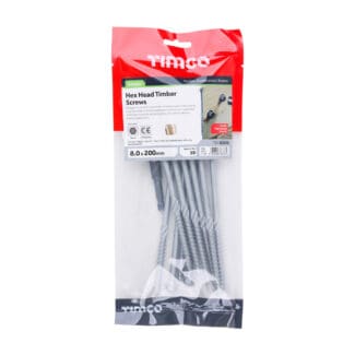 TIMCO Heavy Duty Timber Screws Hex Flange Head Exterior Silver - 8.0 x 200