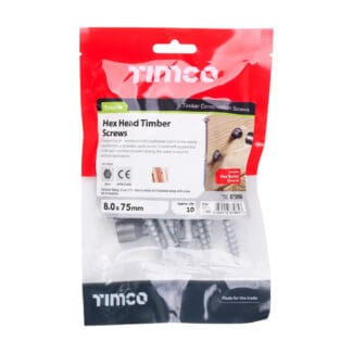 Hex Head Timber Screw Silver 8 x 75