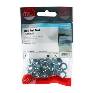 TIMCO Hex Full Nuts DIN934 Silver - M8