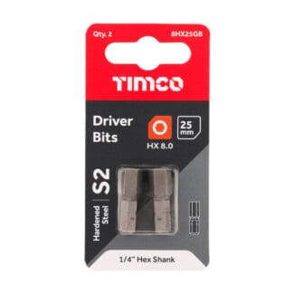 TIMCO Hex Driver Bit S2 Grey - 8.0 x 25