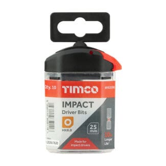 Timco Impact Driver Bits Hex  - 8.0 x 25