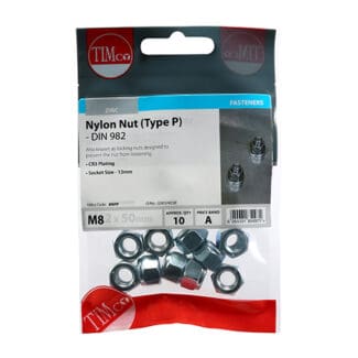 TIMCO Nylon Insert Nuts Type P DIN982 Silver - M8