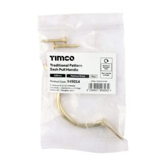 Timco Traditional Pattern Sash Pull Handle Polished Brass  - 100mm
