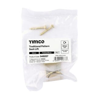 Timco Traditional Pattern Sash Lift Polished Brass  - 52mm