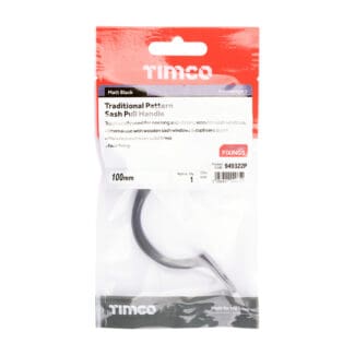 Timco Traditional Pattern Sash Pull Handle Matt Black  - 100mm