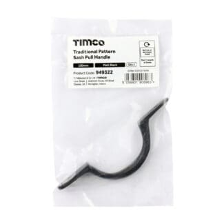 Timco Traditional Pattern Sash Pull Handle Matt Black  - 100mm