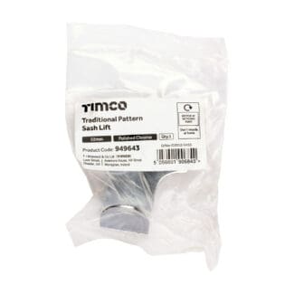 Timco Traditional Pattern Sash Lift Polished Chrome  - 52mm