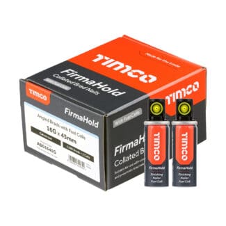 TIMCO FirmaHold Collated 16 Gauge Angled Galvanised Brad Nails & Fuel Cells - 16g x 45 + 2 Fuel Cells