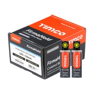 TIMCO FirmaHold Collated 16 Gauge Angled A2 Stainless Steel Brad Nails & Fuel Cells - 16 x 50 + 2 Fuel Cells