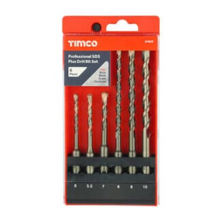 TIMCO Professional SDS Plus Drill Bit Set for Masonry, Tungsten Carbide Tipped - 5.0 x 10.0 - 6 Pieces