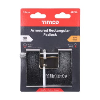TIMCO Armoured Rectangular Padlock - 90mm
