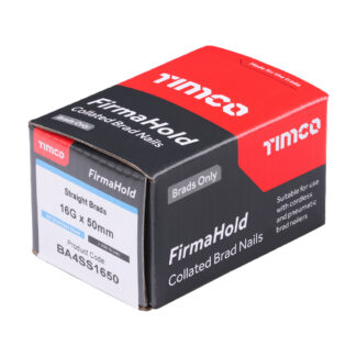 TIMCO FirmaHold Collated 16 Gauge Straight A4 Stainless Steel Brad Nails – 16g x 50