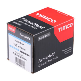 TIMCO FirmaHold Collated 16 Gauge Straight A4 Stainless Steel Brad Nails – 16g x 64