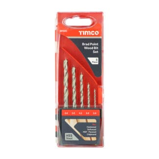 Timco Brad Point Wood Bit Set  - 5pcs