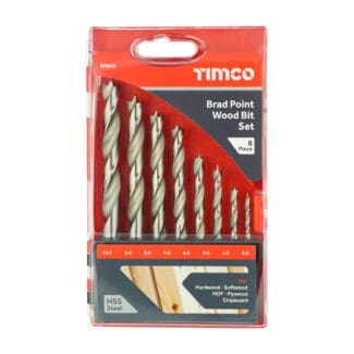 Timco Brad Point Wood Bit Set  - 8pcs