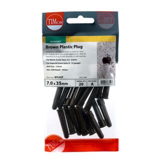 TIMCO Brown Plastic Plugs - 36mm