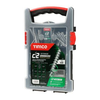 Timco C2 Exterior Strong-Fix Mixed Grab Pack PZ Double Countersunk with Ribs Twin-Cut Silver  - 600pcs