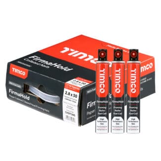 TIMCO FirmaHold Collated Clipped Head Ring Shank Hot Dipped Galvanised Nails & Fuel Cells - 2.8 x 50/3CFC