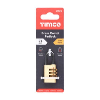 TIMCO Brass Combination Padlock - 21mm