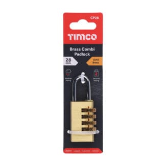 TIMCO Brass Combination Padlock - 28mm