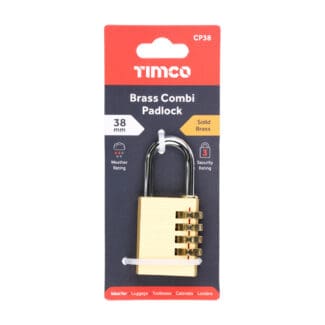 TIMCO Brass Combination Padlock - 38mm