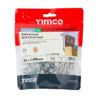 TIMCO Extra Large Head Clout Nails Galvanised - 30 x 3.00