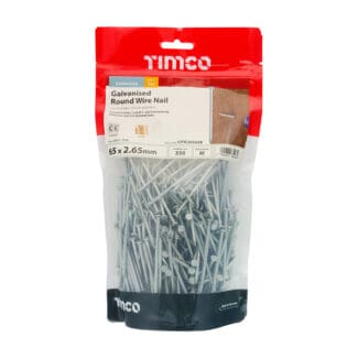 TIMCO Round Wire Nails Galvanised - 65 x 2.65