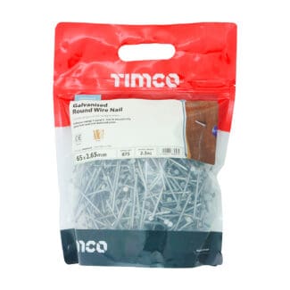 TIMCO Round Wire Nails Galvanised - 65 x 2.65