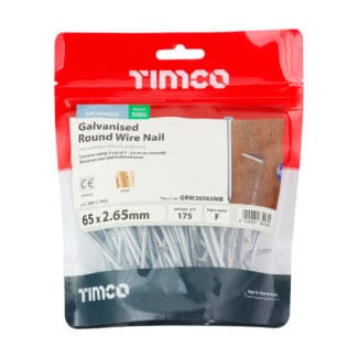 TIMCO Round Wire Nails Galvanised - 65 x 2.65