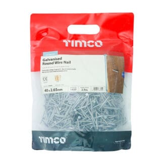 TIMCO Round Wire Nails Galvanised - 40 x 2.65