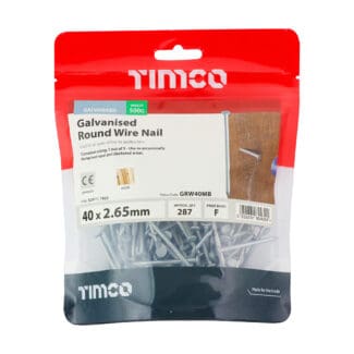 TIMCO Round Wire Nails Galvanised - 40 x 2.65