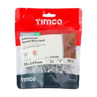 TIMCO Round Wire Nails Galvanised - 50 x 2.65