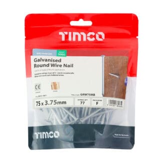 TIMCO Round Wire Nails Galvanised - 75 x 3.75