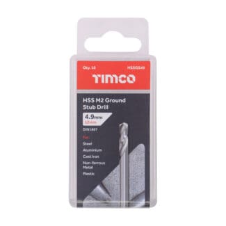 TIMCO Ground Stub Drills HSS M2 - 4.9mm