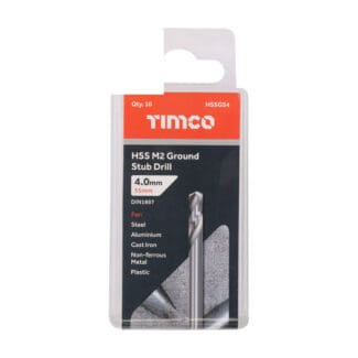TIMCO Ground Stub Drills HSS M2 - 4.0mm