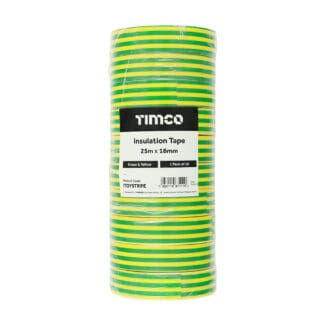 TIMCO PVC Insulation Tape Yellow & Green Stripe - 25m x 18mm